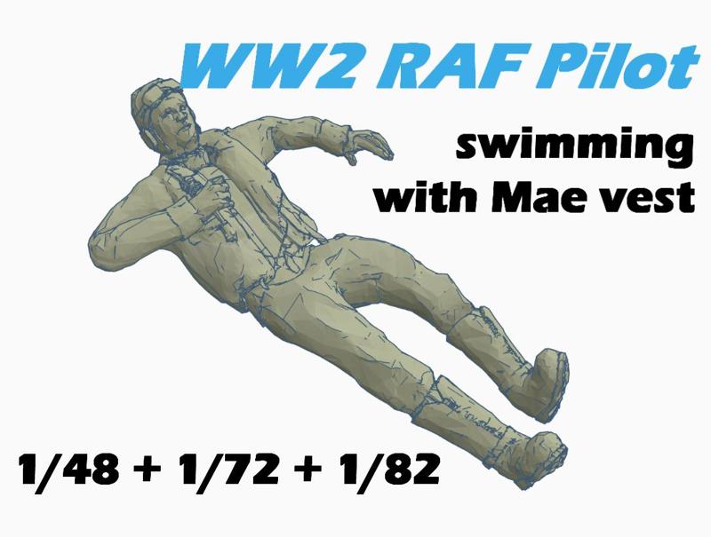 WW2 RAF Pilot SWIMMING 1/48, 1/72, 1/82