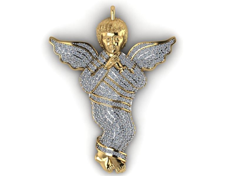 Baby Angel Wings Pendant 3D STL 3DM Wing Jewelry Diamond Luxury 3D print model