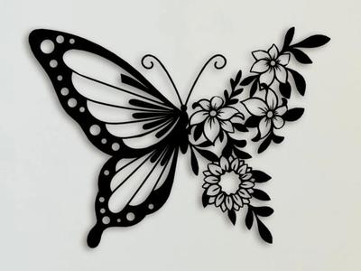 Butterfly and flowers 2d home decor