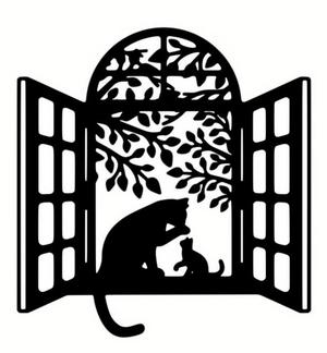 Window with Black Cat