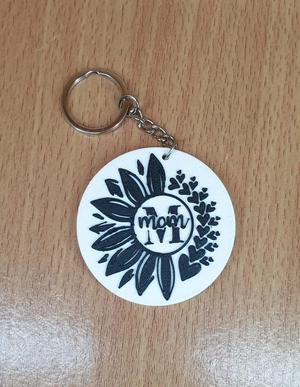 Keychain Flower Mom Black and White