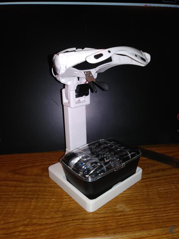 Stand for head mount magnifier and lens