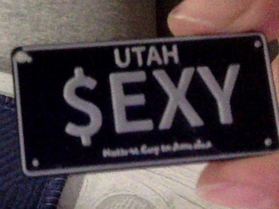 Utah licence plate $EXY In sexy we trust