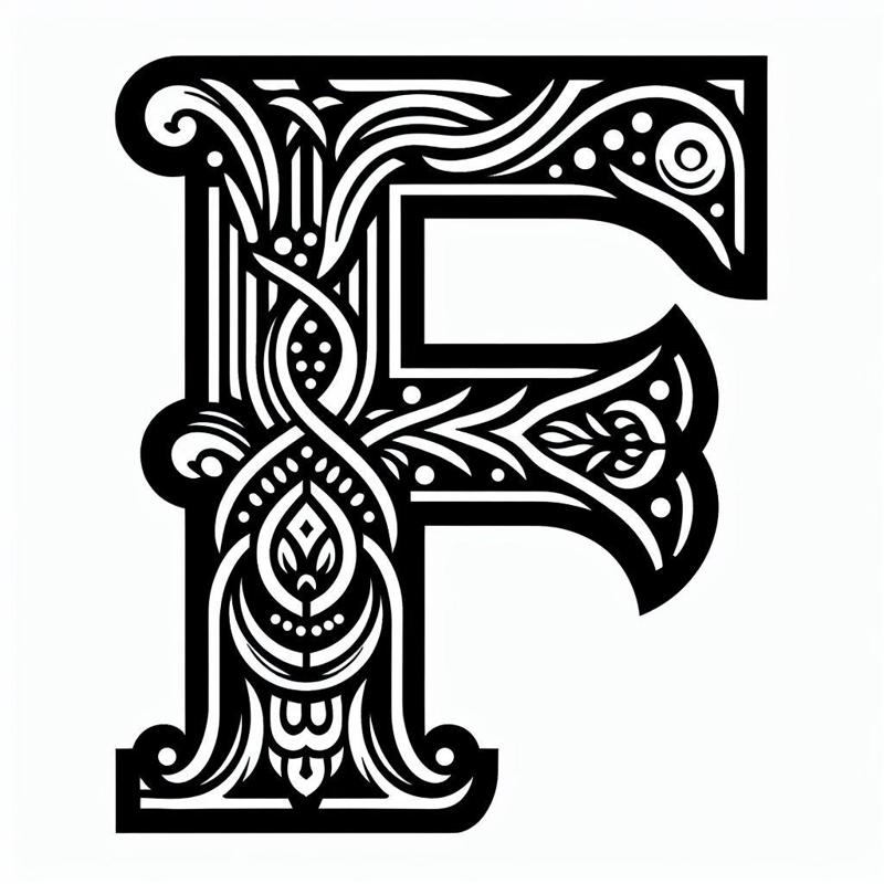 Frottage creation: letter F (version 1)