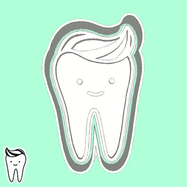 Dentist cookie cutters - tooth with toothpaste (style 1)