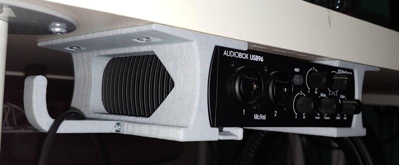 Audiobox USB96 Under Desk Mount with headphone cable hook