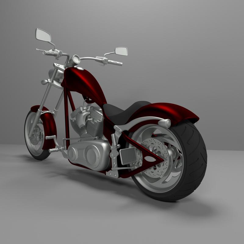 Chopper Motorcycle 3D Model For Print