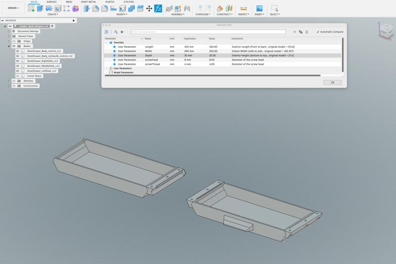 Parameterized Under Desk Drawer