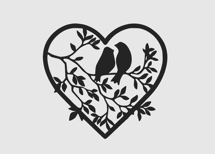 birds heart (love) - wall art