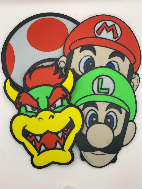 Super Mario Coasters - Same Layer Multicolour (Single Extruder)