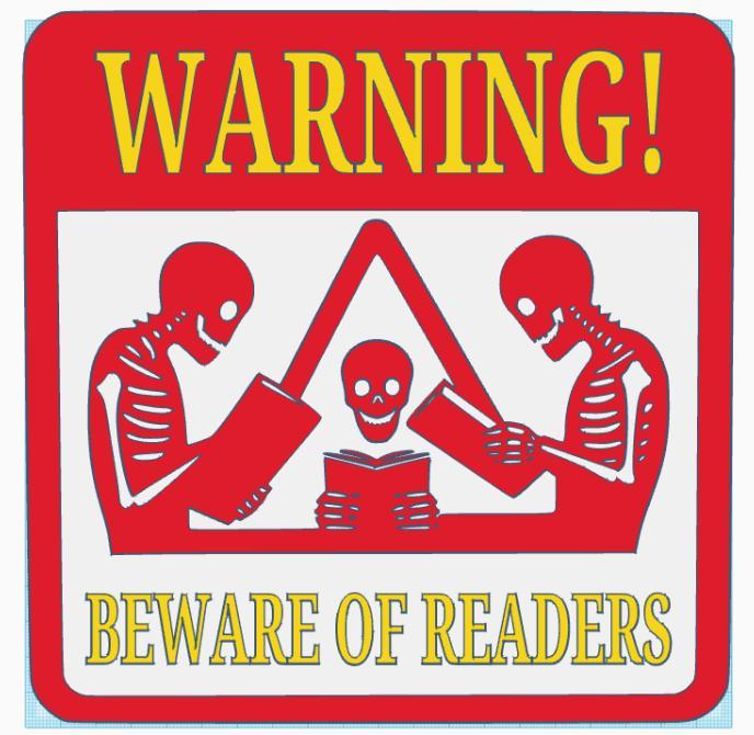 Funny warning signs for library (three colours)