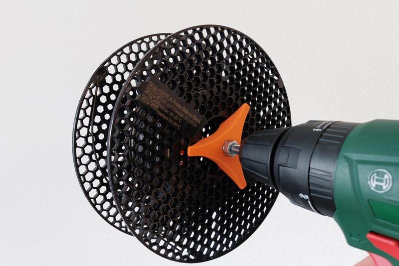 Fillament Spool to Drill Adapter with M8 Rod