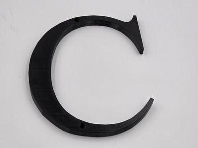 Letter C, houseletter with flush screwholes