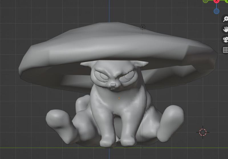 Figura de gato enojado con sombrero de hongo / Angry cat figure with a mushroom hat