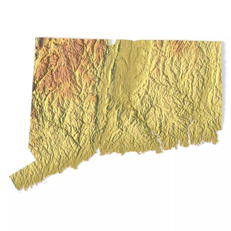Connecticut Topographic Map STL Model