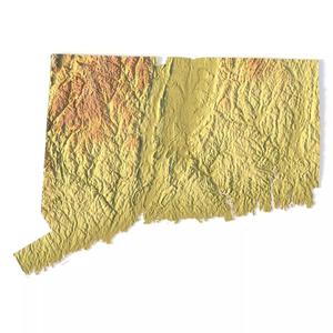 Connecticut Topographic Map STL Model