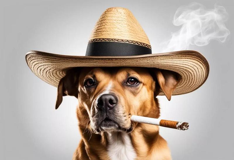 Smoking Dog Wearing Sombrero 3D Model