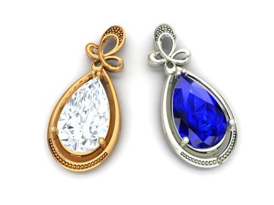 Necklace with pear stone