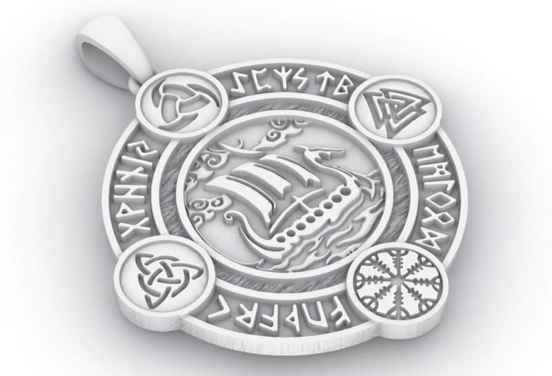 Viking Ship 3D Medallion 3D model