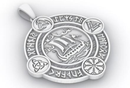 Viking Ship 3D Medallion 3D model