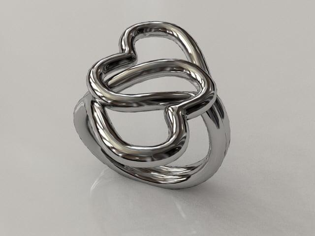 Knotted hearts ring