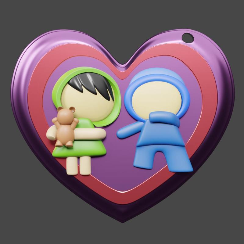 Love Connection 3D Printable Valentine Keychain Model