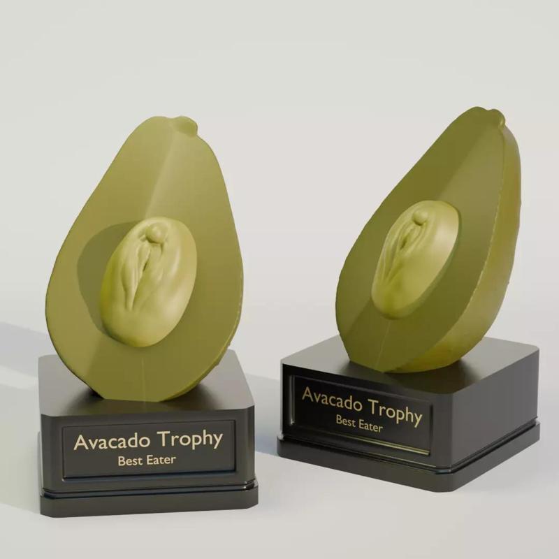 Gift for boyfriend pussy shaped avocado trophy for 3d printing