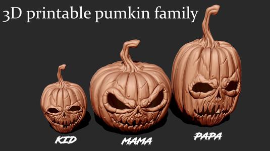 3D Printable Halloween Special Pumpkin Family model