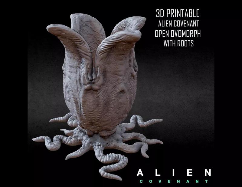3D PRINTABLE ALIEN COVENANT OPEN EGG WITH ROOTS