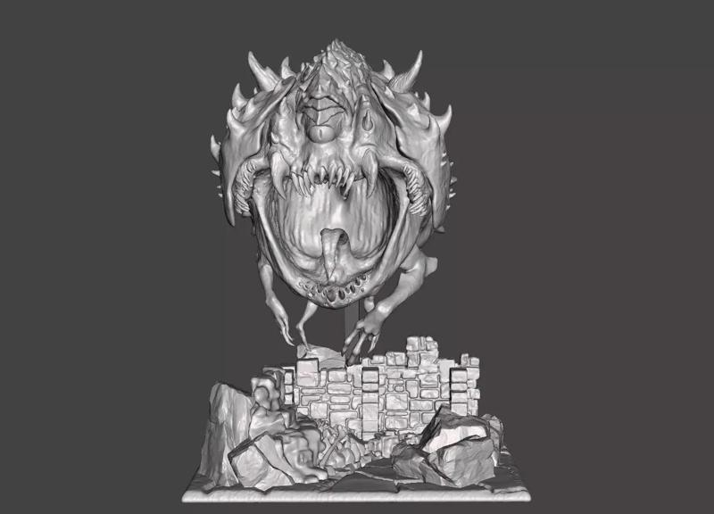 CACODEMON - DOOM ETERNAL Dynamic pose with base for LED - 3d STL