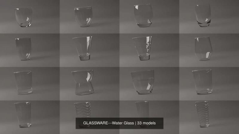 GLASSWARE---Water Glasses 3D Model Collection