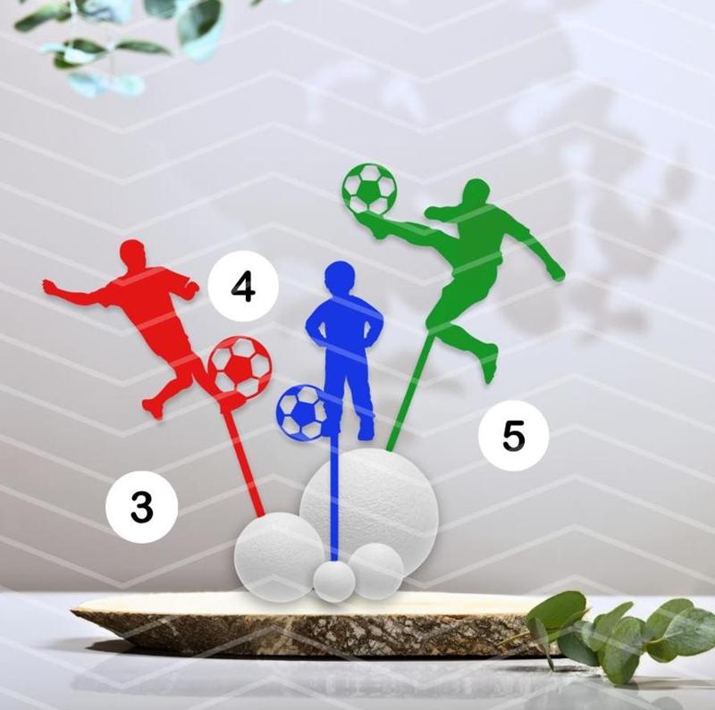 Football cake topper - version 4 (blue color)