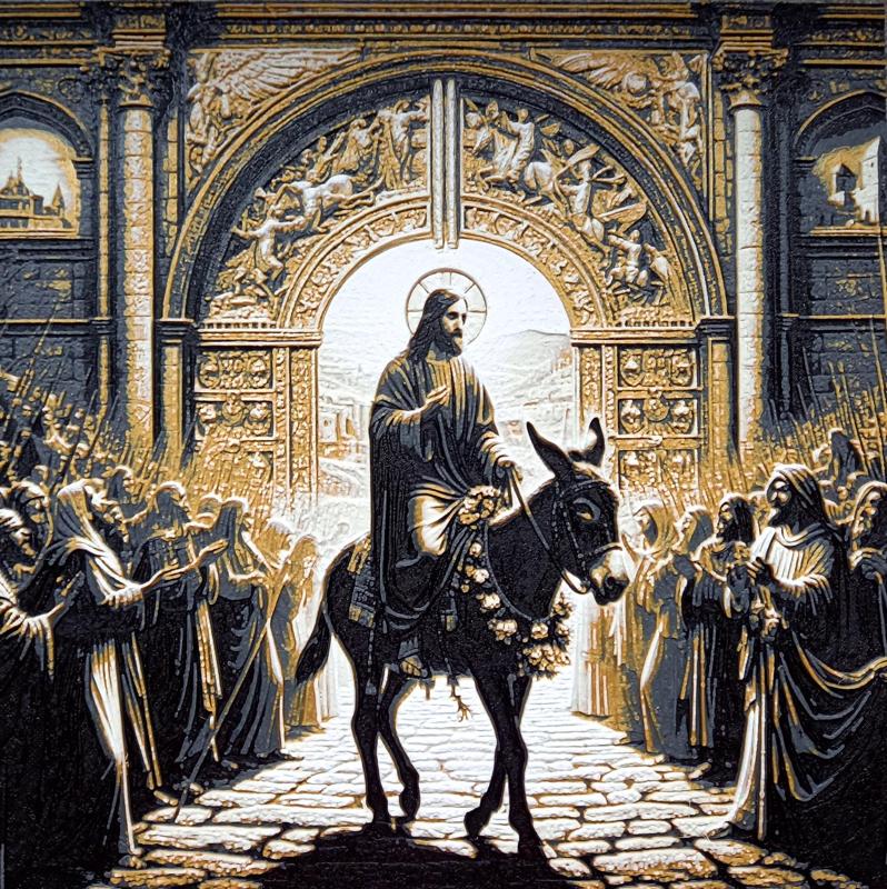 Jesus enters Jerusalem through the Golden Gate