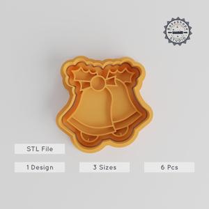 Bell Shape Cutter & Stamp Set, Cookies & Fondant, 3 Sizes: S/M/L, Music, Alarm, Oktoberfest Decor