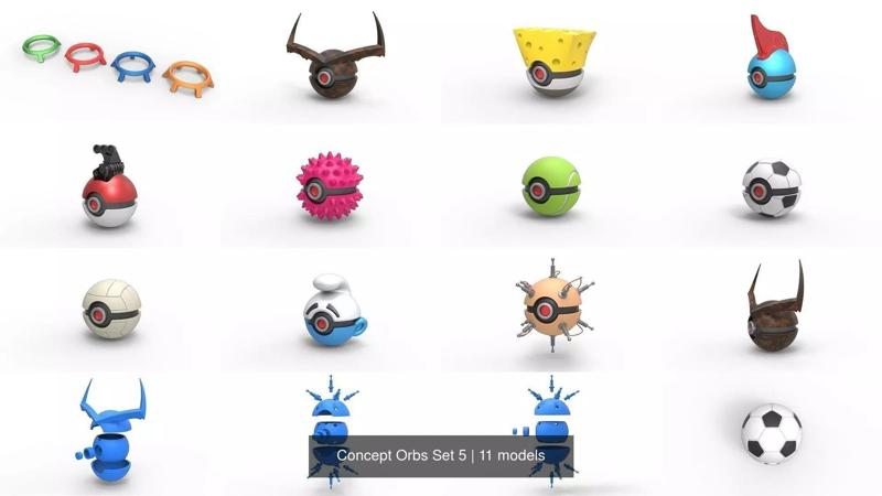 Concept Orbs Set 5 3D Model Collection