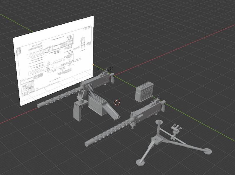 Cal.30 - Browning M1919 with tripods and support Jeep 1/18-1/16-1/6 and 1/20