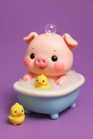 Pig Bath Time with Rubber Duckies