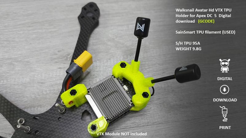 Walksnail Avatar Hd VTX TPU Holder for Apex DC  5  (Digital Download Only)