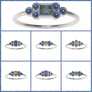 7 Basel ring with different central stones  3D Model Collection
