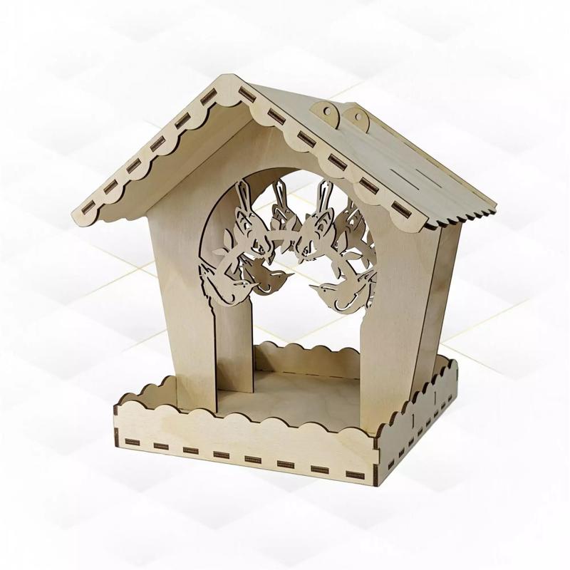 Bird feeders with birds silhouette design laser cut
