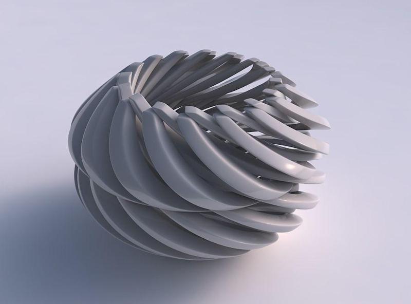 Bowl cylindrical with twisted sharp muscle structures twisted...