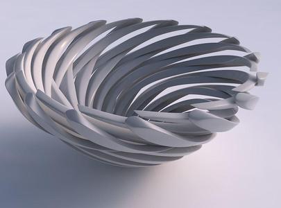 Bowl funnel with twisted sharp muscle structure twisted and s...