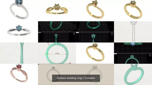Solitaire wedding rings 3D Model Collection