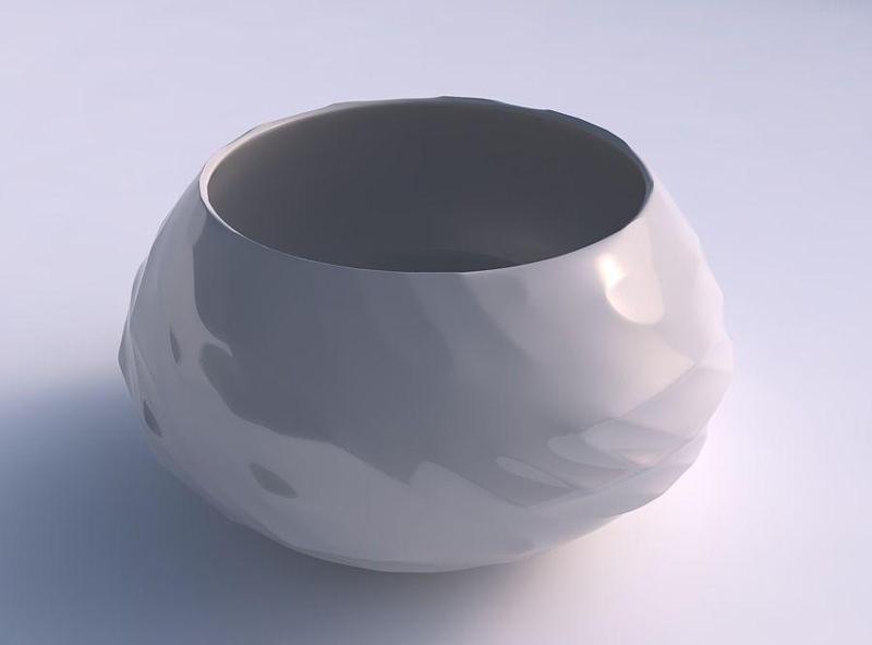 Bowl squeezed twisted with fibers smooth inside