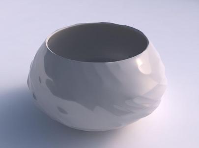 Bowl squeezed twisted with fibers smooth inside