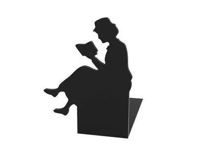 Bookend silhouette of woman reading book