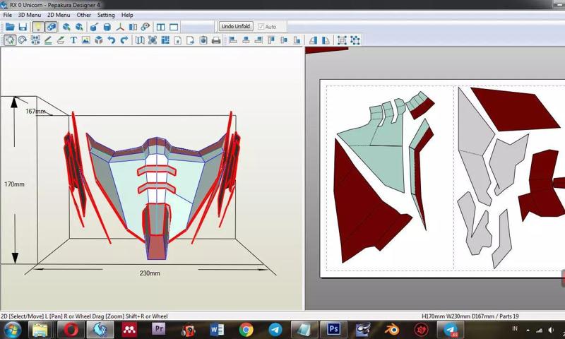 RX-0 Unicorn Gundam Destroy Mode Gunpla Face Mask Pepakura Files