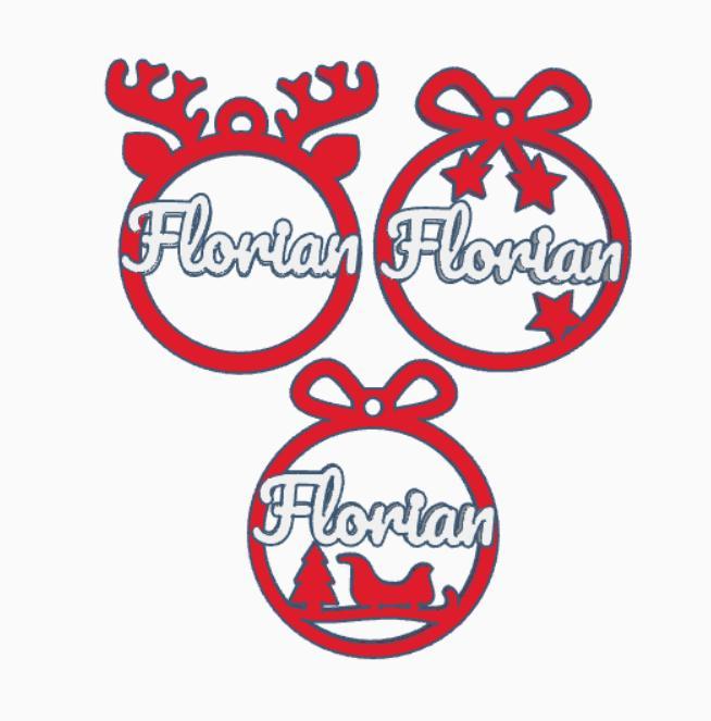 3 x Florian, Personalized Christmas tree ball