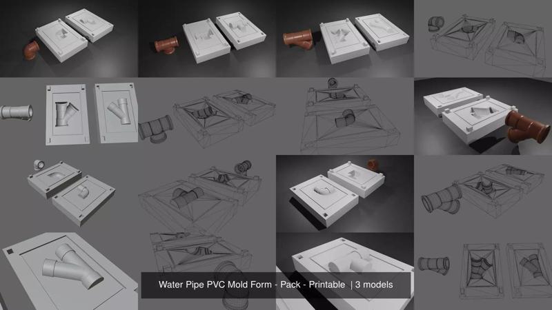 Water Pipe PVC Mold Form - Pack - Printable  3D Model Collection