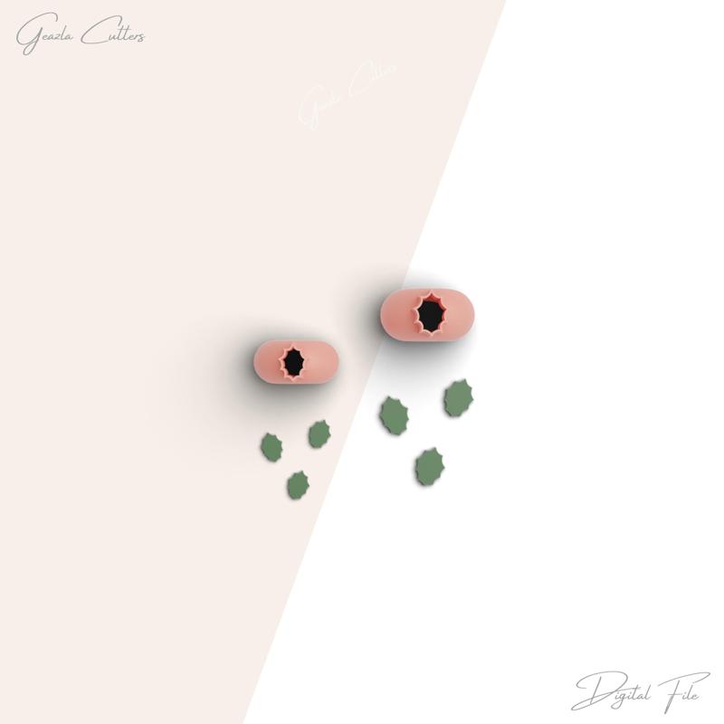 Holly Leaf Micro Clay Cutter, Christmas Polymer Clay Cutter, Tiny Clay Cutter, 2 Sizes Included, Digital STL File, No: 36